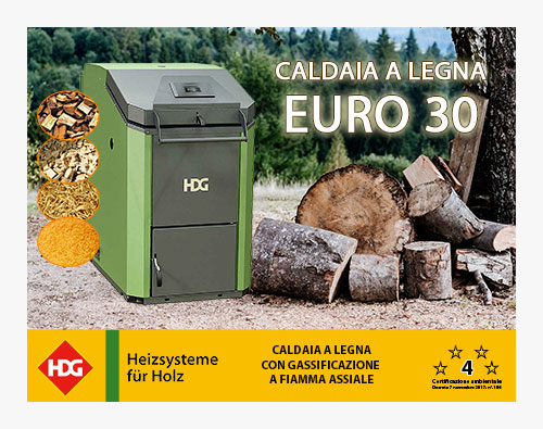 Caldaia legna con gassificazione a fiamma assiale HDG BAVARIA EURO 30-50